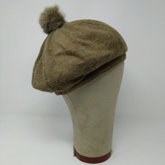 C.C. Exclusives Wool Blend Pom Pom Hat Brown Quilted Liner Logo - Picture 6 of 10